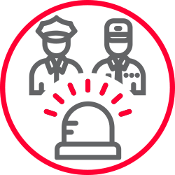 Verständigung von Polizei, Feuerwehr und Rettungdienst