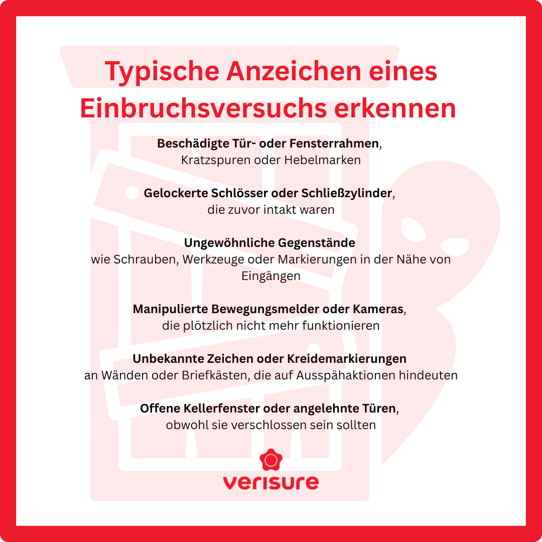 Typische Anzeichen eines Einbruchsversuchs