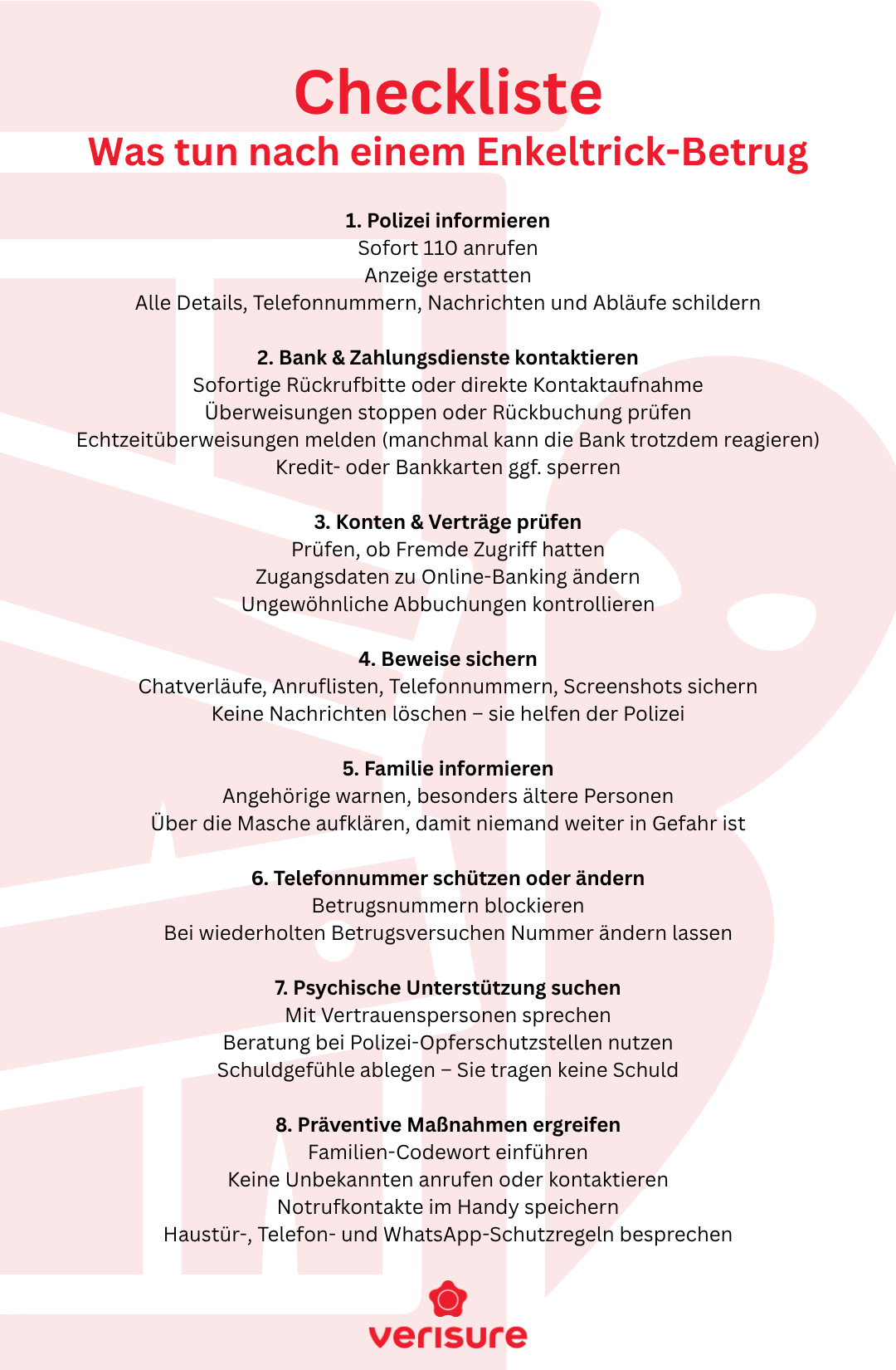 Checkliste - Was tun nach einem Enkeltrick-Betrug